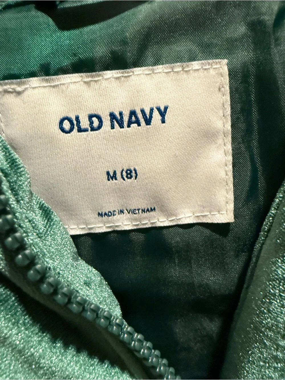 Old Navy Teal Shimmer Velvet Puffer Jacket